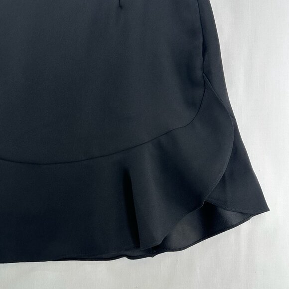 Banana Republic Flounce Mini Skirt Womens Sz 10 Back Zip Lined Ruffle Hem Black - Picture 4 of 13